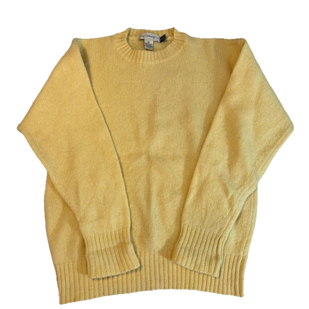 Vtg 80's Gap Clothing Co Shetland Wool Women's Sweater Yellow Size M